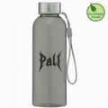 A translucent gray water bottle with a silver screw cap and a white wrist strap, featuring the word 'Palt' printed in a black gothic font on the front.
